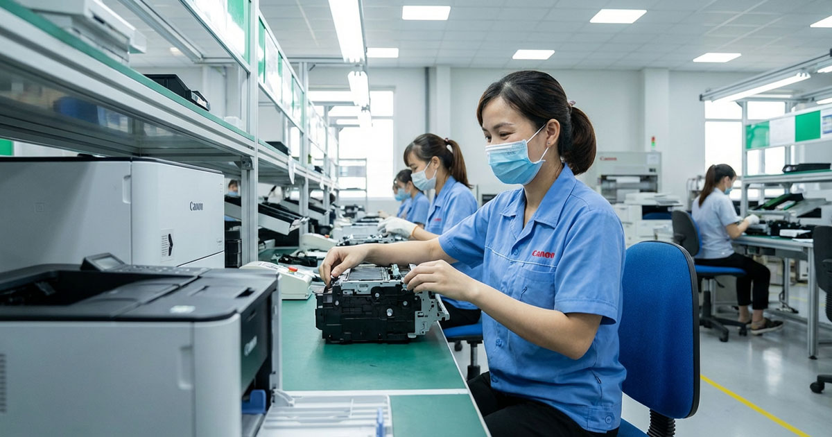 Công nhân sản xuất Canon (ảnh minh họa)