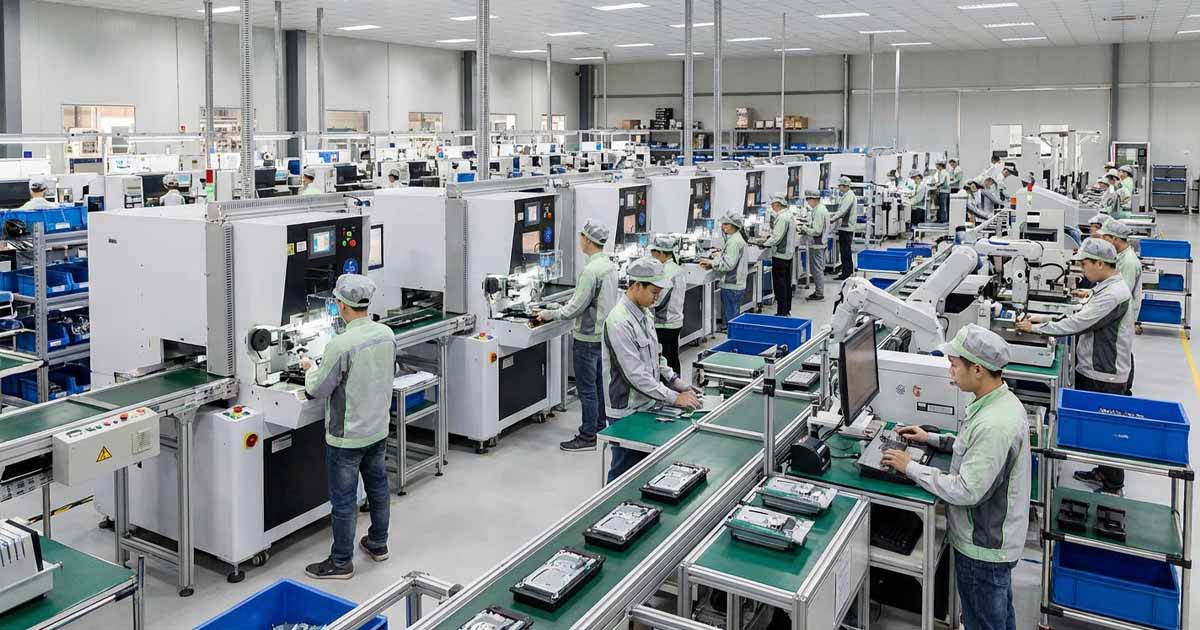 Công nhân vui vẻ làm việc tại dây chuyền Goertek