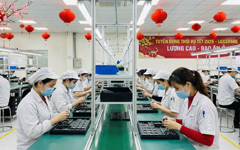 Việc làm thời vụ Tết 2026 tại nhà máy Luxshare Bắc Ninh